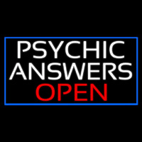 White Psychic Answers Red Open Blue Border Neonskylt