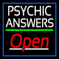 White Psychic Answers Red Open Green Line Blue Border Neonskylt