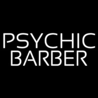 White Psychic Barber Neonskylt