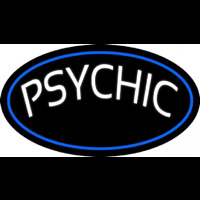 White Psychic Blue Border Neonskylt