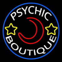 White Psychic Boutique Blue Border Neonskylt