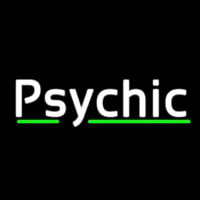 White Psychic Green Line Neonskylt