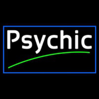 White Psychic Green Line Neonskylt