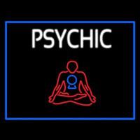 White Psychic Logo With Blue Border Neonskylt