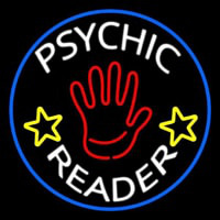 White Psychic Reader With Red Palm Blue Circle Neonskylt