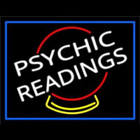 White Psychic Readings Crystal Blue Border Neonskylt