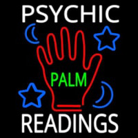 White Psychic Readings Green Palm With Logo Neonskylt