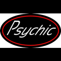 White Psychic Red Border Neonskylt