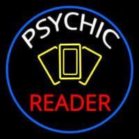 White Psychic Red Reader Yellow Cards And Blue Border Neonskylt