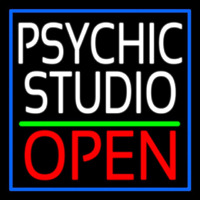 White Psychic Studio Red Open Green Line Neonskylt