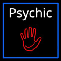 White Psychic With Blue Border Neonskylt