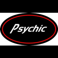 White Psychic With Red Oval Neonskylt