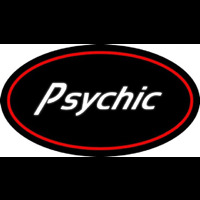 White Psychic With Red Oval Neonskylt