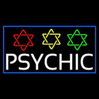 White Psychic With Stars Neonskylt