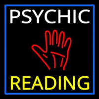 White Psychic Yellow Reading Block Palm Neonskylt