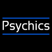 White Psychics With Blue Line Neonskylt