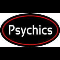 White Psychics With Oval Neonskylt