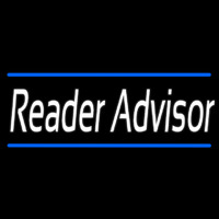 White Reader Advisor With Blue Border Neonskylt