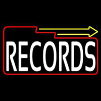 White Records Block With Arrow 2 Neonskylt