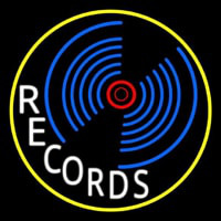 White Records Block Yellow Border 1 Neonskylt