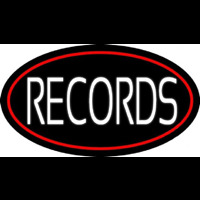 White Records Red Border Neonskylt