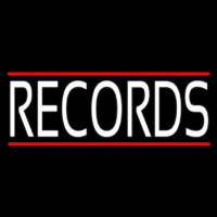 White Records Red Line Neonskylt