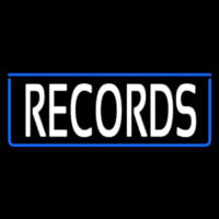 White Records With Blue Arrow 1 Neonskylt