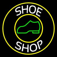 White Shoe Shop With Border Neonskylt