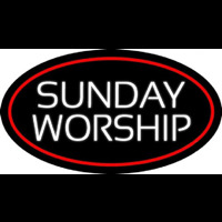 White Sunday Worship Neonskylt