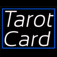 White Tarot Card With Blue Border Neonskylt