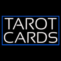 White Tarot Cards Blue Border Neonskylt