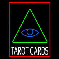 White Tarot Cards Logo And Red Border Neonskylt