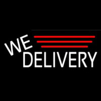 White We Deliver Neonskylt