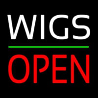 Wigs Block Open Green Line Neonskylt
