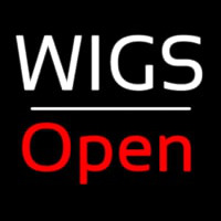 Wigs Open White Line Neonskylt