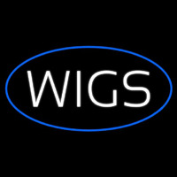 Wigs Oval Blue Neonskylt