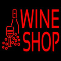 Wine Shop With Bottle And Glass Neonskylt