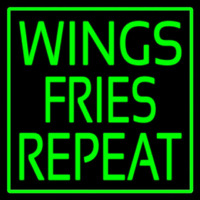 Wings Fries Repeat Neonskylt