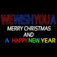 Wishing Merry Christmas Happy New Year Neonskylt
