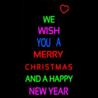 Wishing Merry Christmas Happy New Year Neonskylt