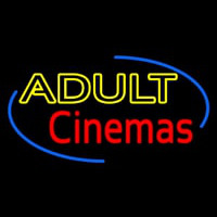 Yellow Adult Red Cinemas Neonskylt
