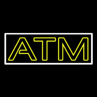 Yellow Atm White Border Neonskylt