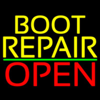 Yellow Boot Repair Open Neonskylt