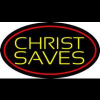 Yellow Christ Saves Neonskylt