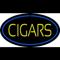 Yellow Cigars Blue Oval Neonskylt