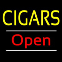 Yellow Cigars Open White Line Neonskylt