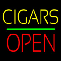 Yellow Cigars Red Block Open Green Line Neonskylt