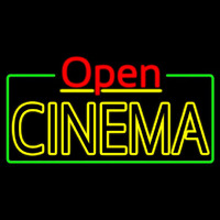 Yellow Cinema Open With Border Neonskylt