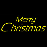 Yellow Cursive Merry Christmas Neonskylt