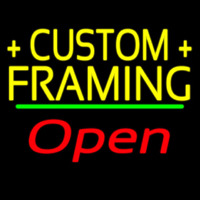 Yellow Custom Framing Open 2 Neonskylt